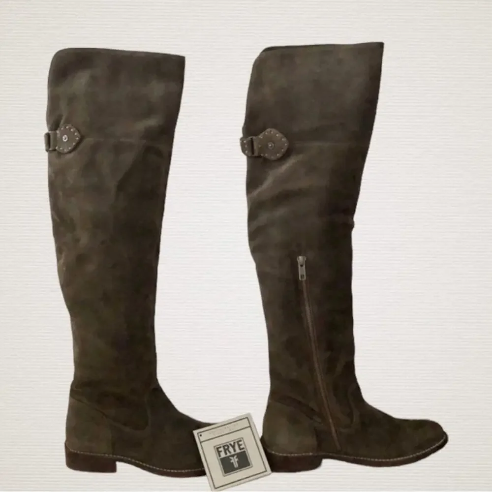 Frye Womens 6B Shirley Over Knee Boots Brown Suede Oiled Fatigue NWT